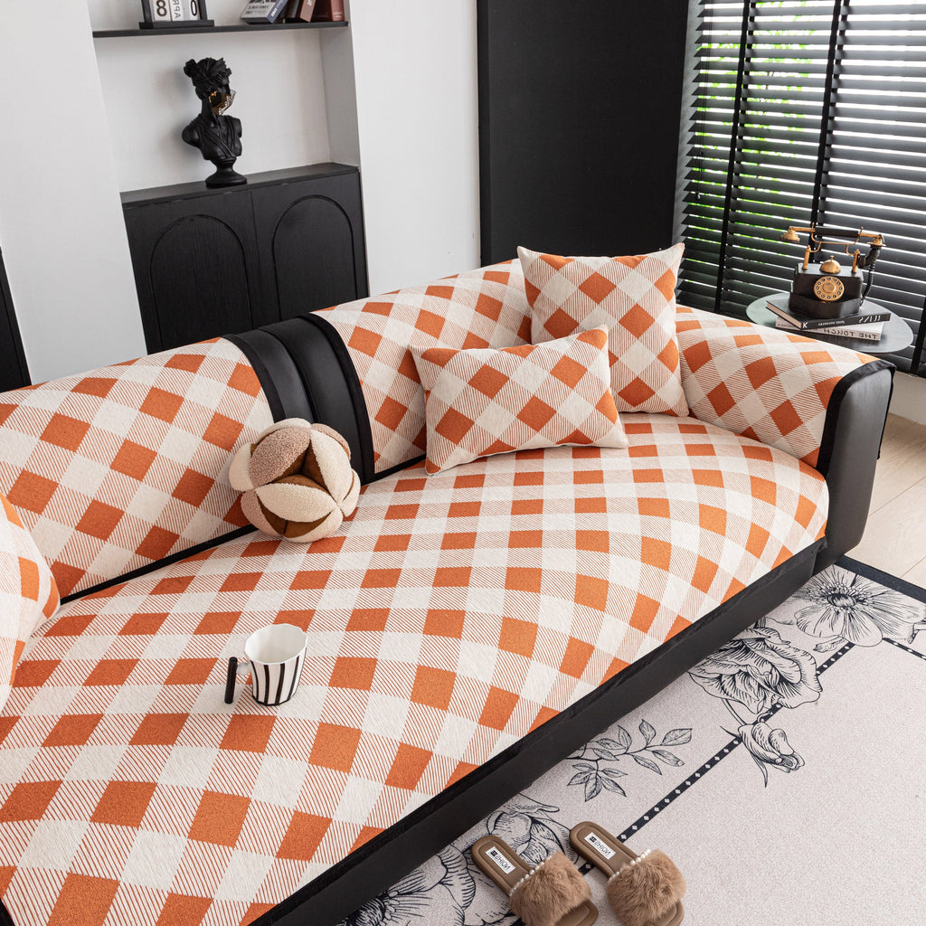 Non-Slip Chenille Sofa Slipcover Modern Geometric Sofa Protector Fits Most Sofas