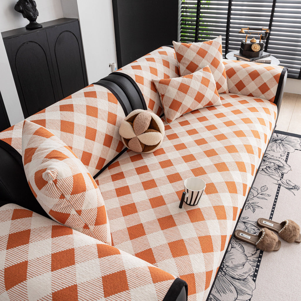 Non-Slip Chenille Sofa Slipcover Modern Geometric Sofa Protector Fits Most Sofas