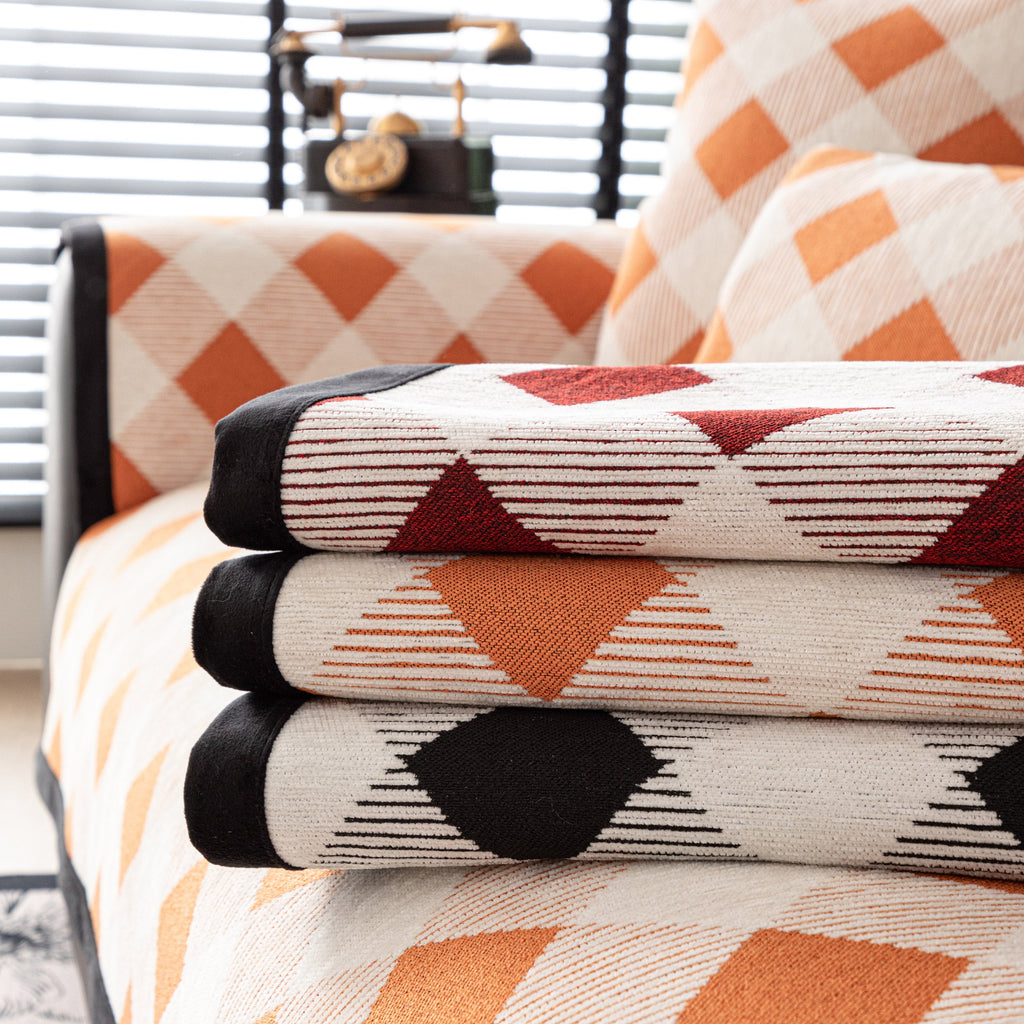 Non-Slip Chenille Sofa Slipcover Modern Geometric Sofa Protector Fits Most Sofas