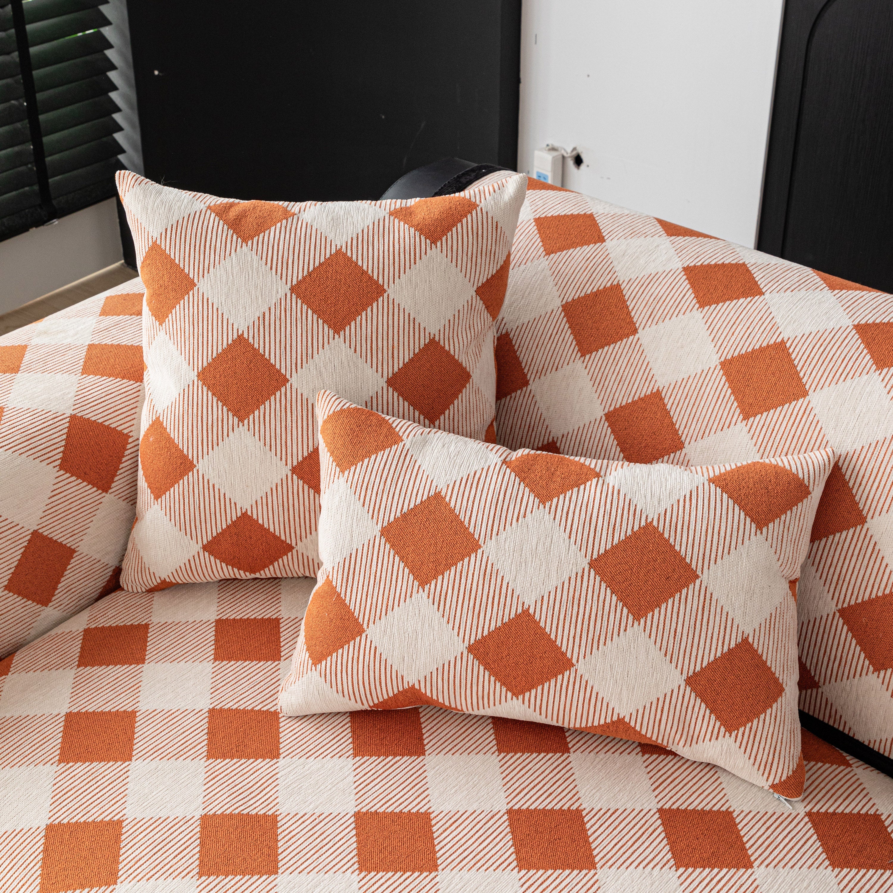 Non-Slip Chenille Sofa Slipcover Modern Geometric Sofa Protector Fits Most Sofas