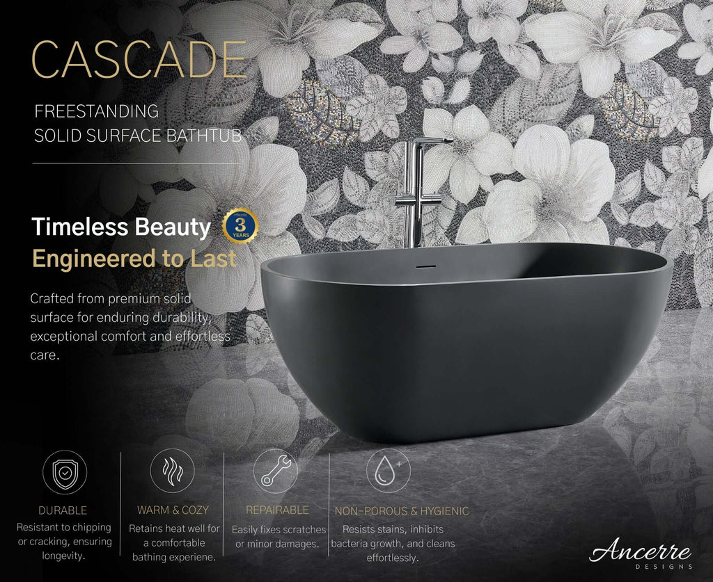 Cascade 59” Freestanding Solid Surface Bathtub