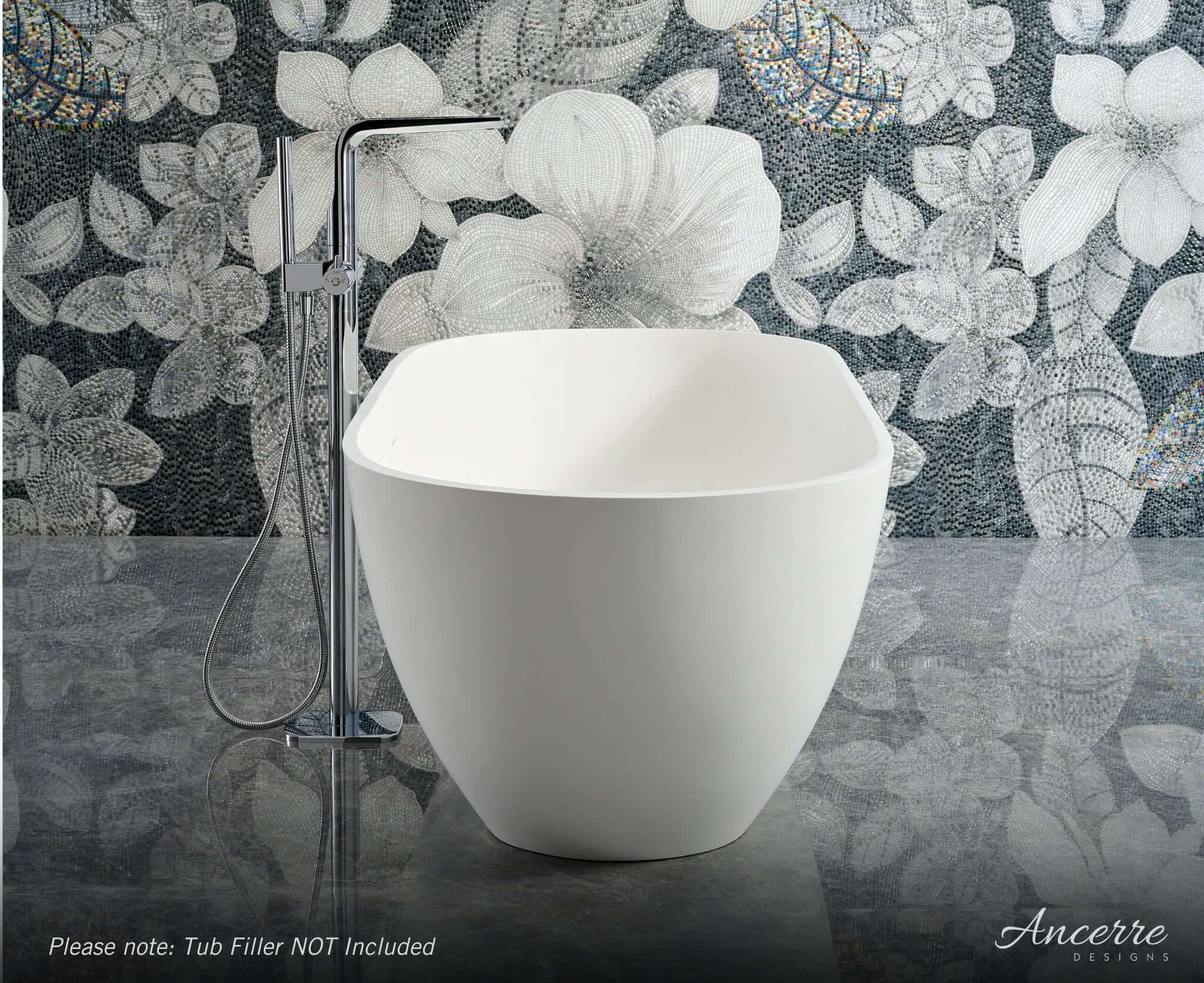 Cascade 63” Freestanding Solid Surface Bathtub