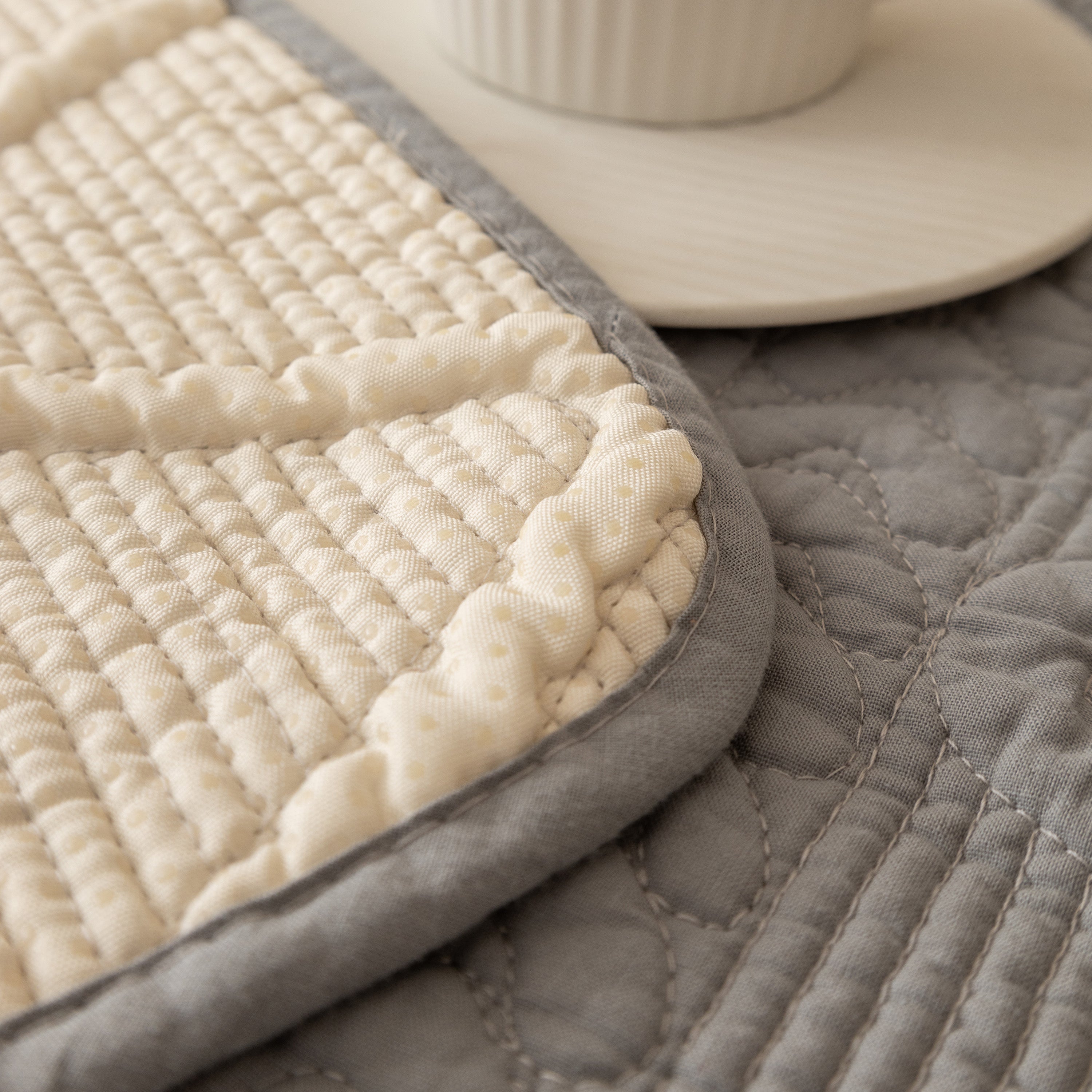 Geometric Textured Cotton Quilted Sofa Cover, Non-Slip Washable Couch Protector