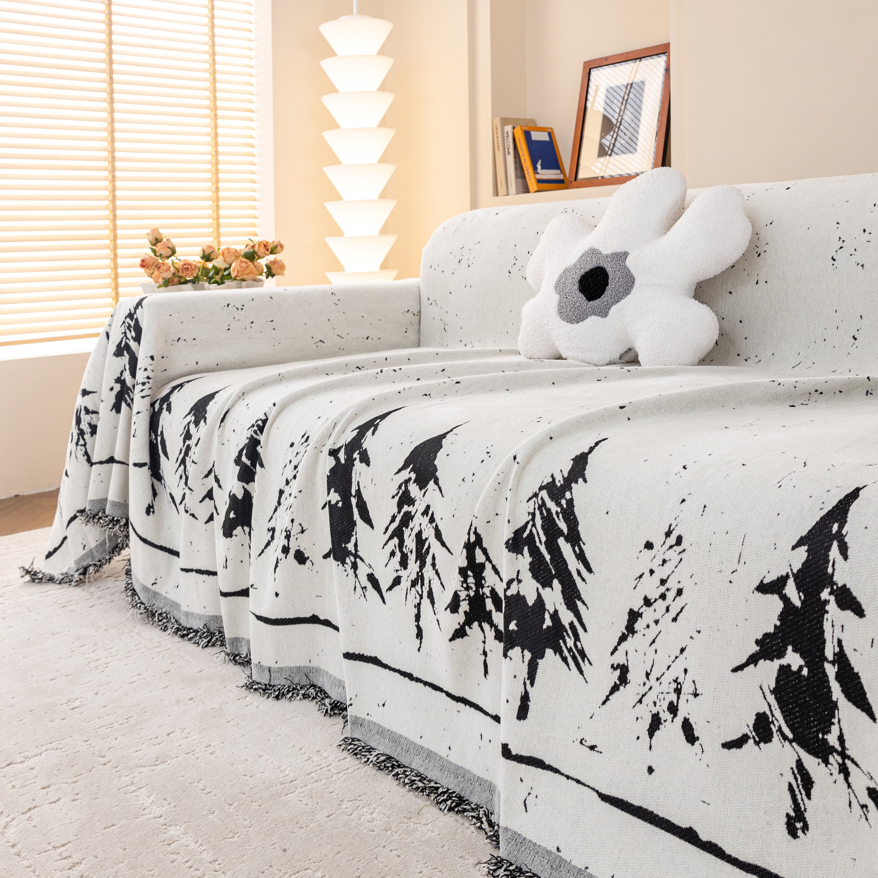 Stylish Chenille Pine Tree Couch Cover Blanket on Sectional Sofa, Universal Cat Proof Furniture Covers