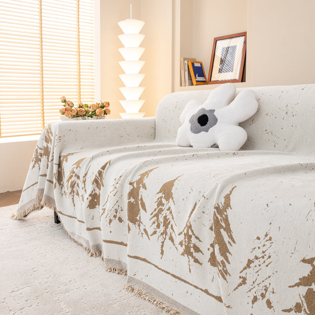 Stylish Chenille Pine Tree Couch Cover Blanket on Sectional Sofa, Universal Cat Proof Furniture Covers