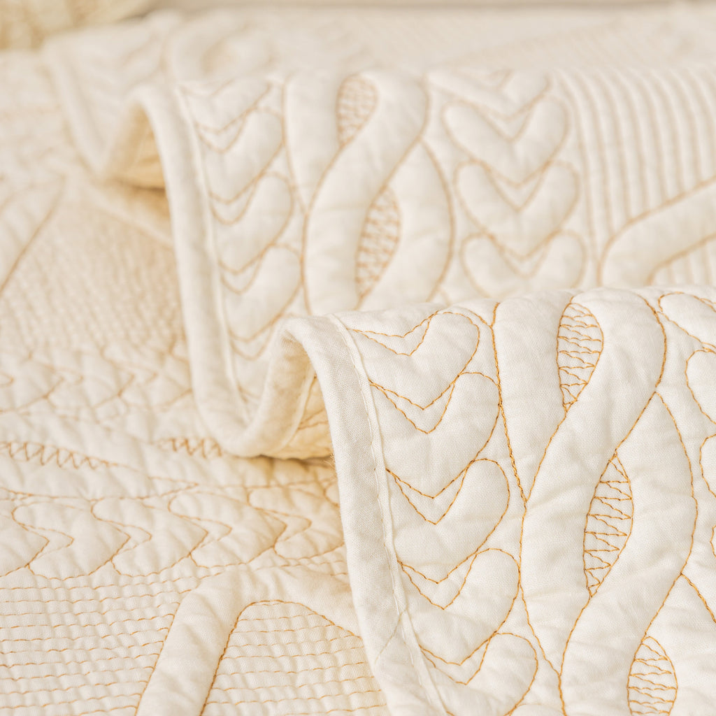 Geometric Textured Cotton Quilted Sofa Cover, Non-Slip Washable Couch Protector