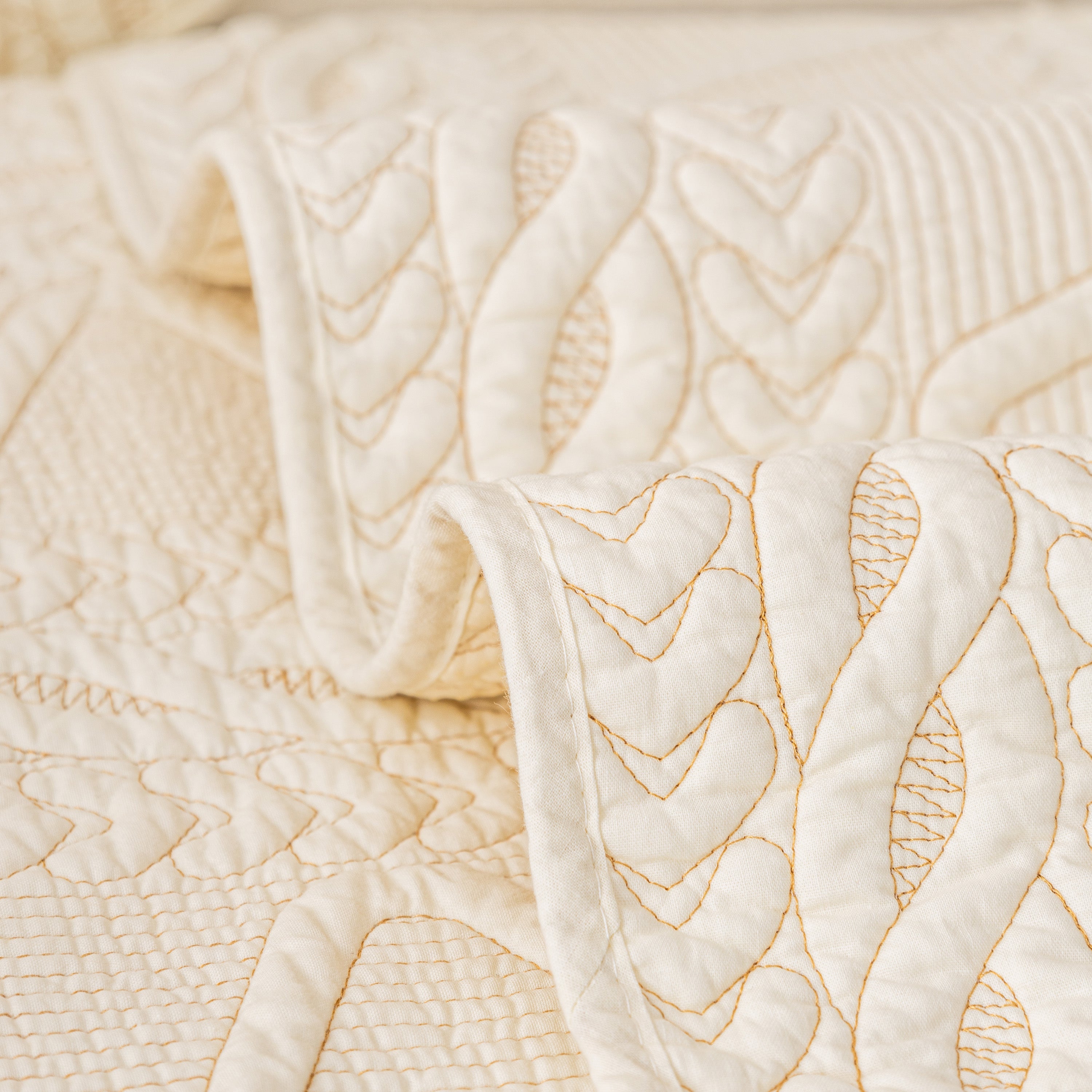 Geometric Textured Cotton Quilted Sofa Cover, Non-Slip Washable Couch Protector