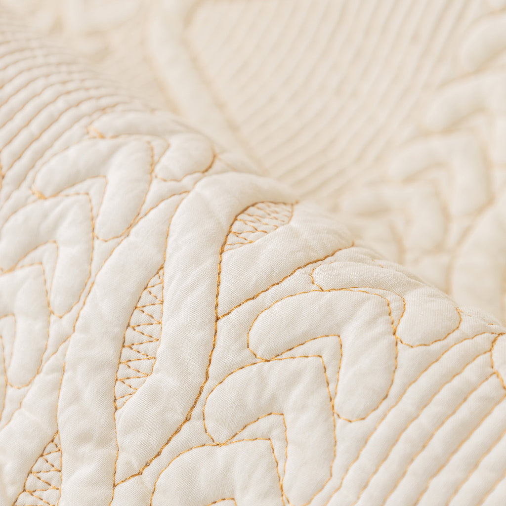 Geometric Textured Cotton Quilted Sofa Cover, Non-Slip Washable Couch Protector