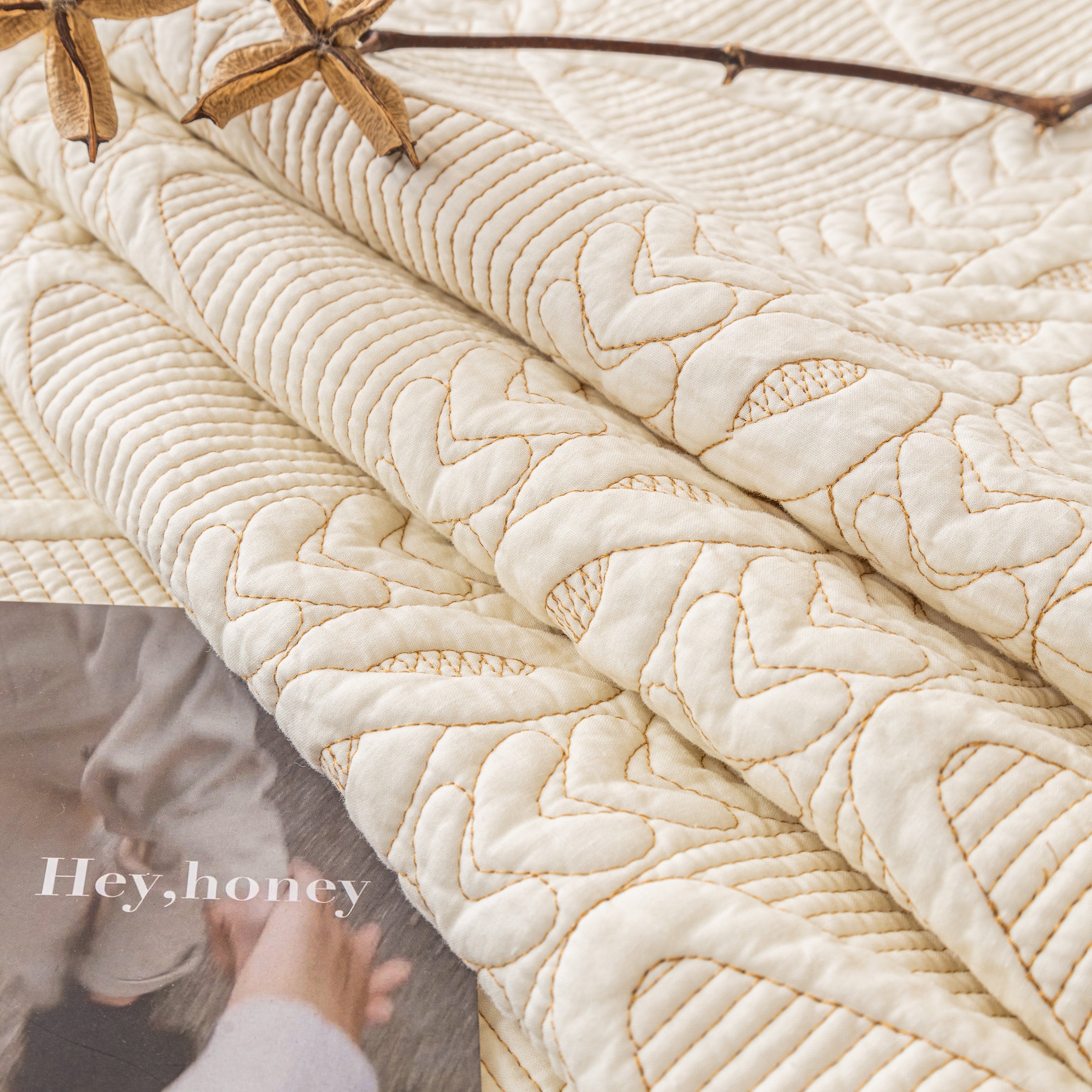 Geometric Textured Cotton Quilted Sofa Cover, Non-Slip Washable Couch Protector