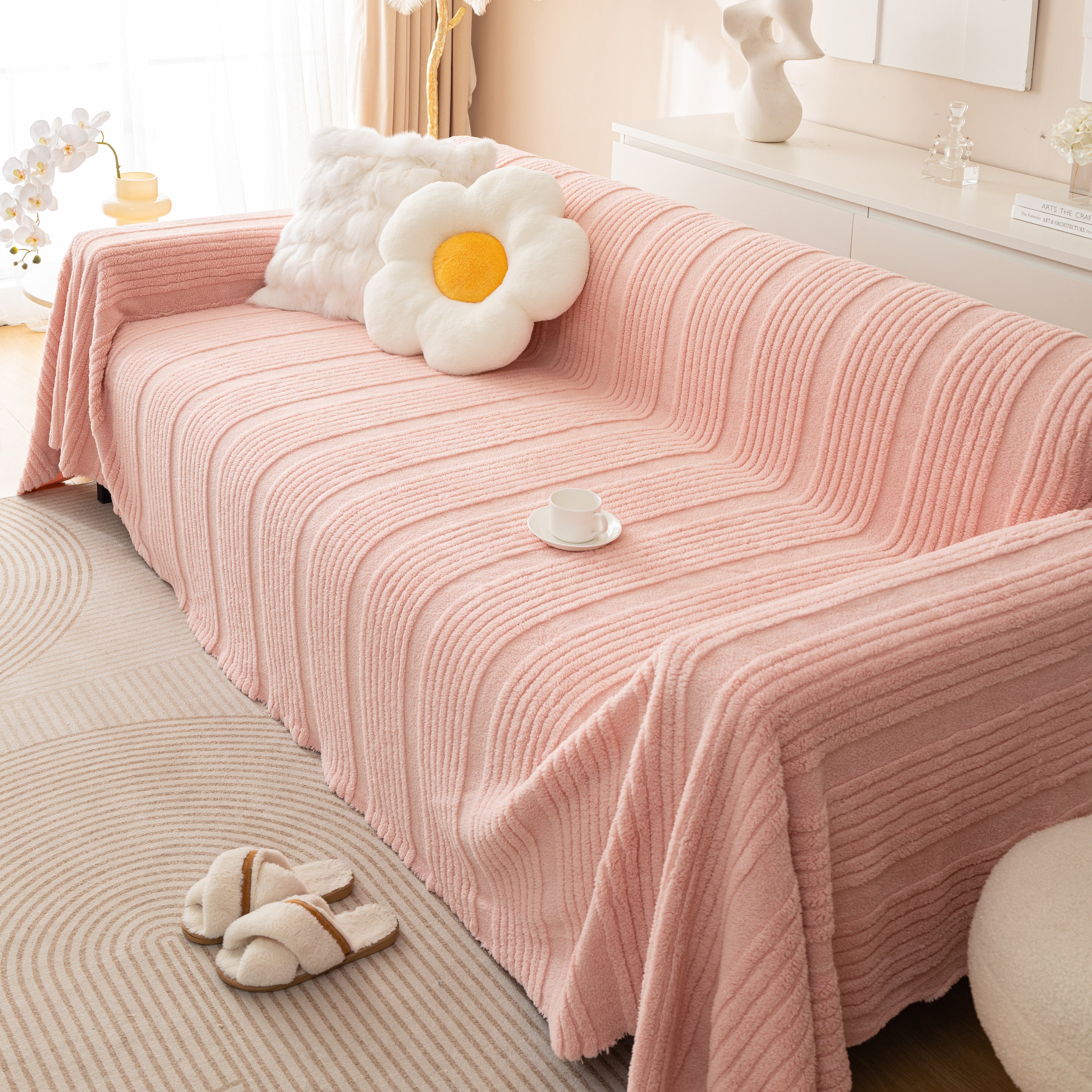 Luxury Oversized Soft Plush L Shape Couch Cover Sofa Throw Cover, Extra Large Blanket to Cover Couch