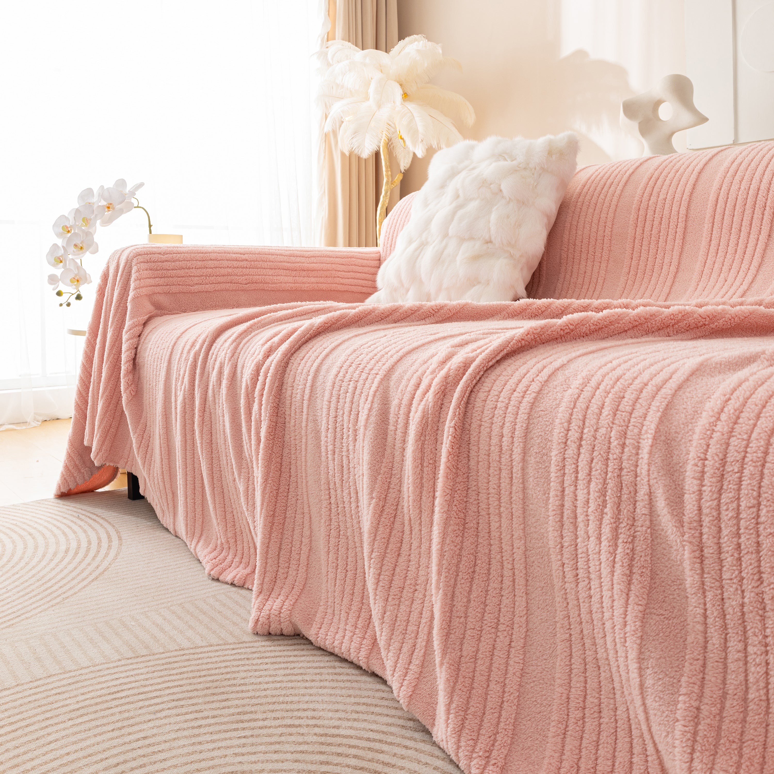 Luxury Oversized Soft Plush L Shape Couch Cover Sofa Throw Cover, Extra Large Blanket to Cover Couch