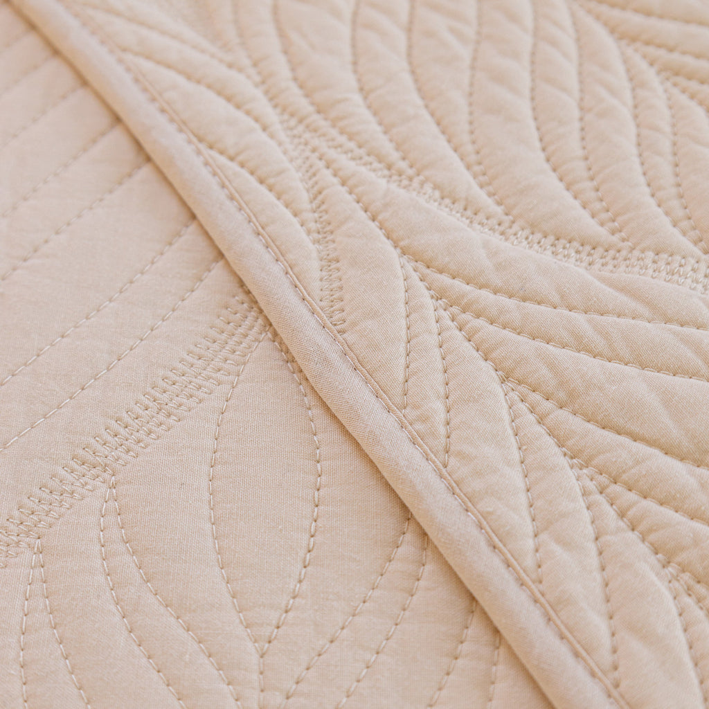 Leaf Vein Textured Cotton Quilted Sofa Slipcover, Non-Slip Modular Couch Covers