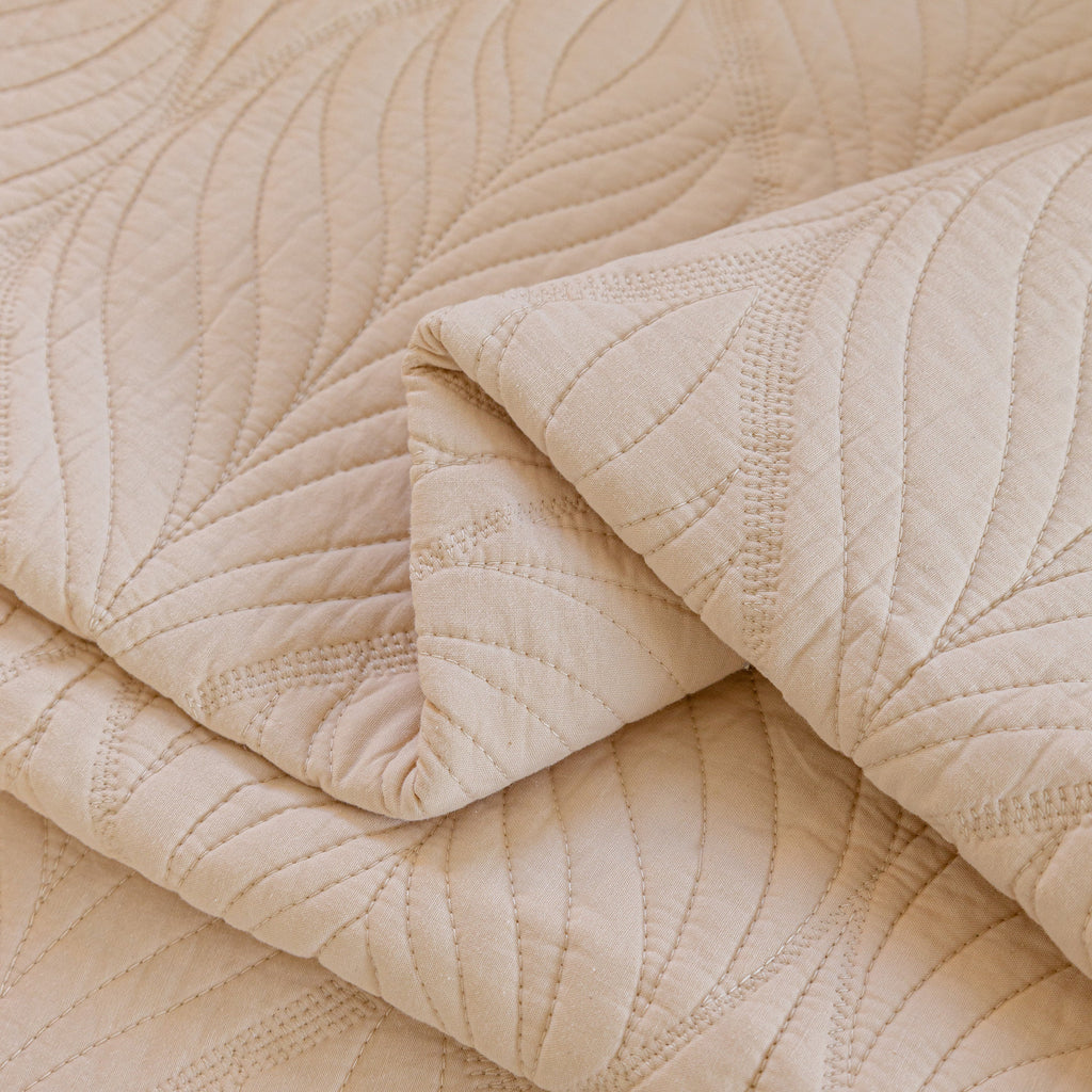 Leaf Vein Textured Cotton Quilted Sofa Slipcover, Non-Slip Modular Couch Covers