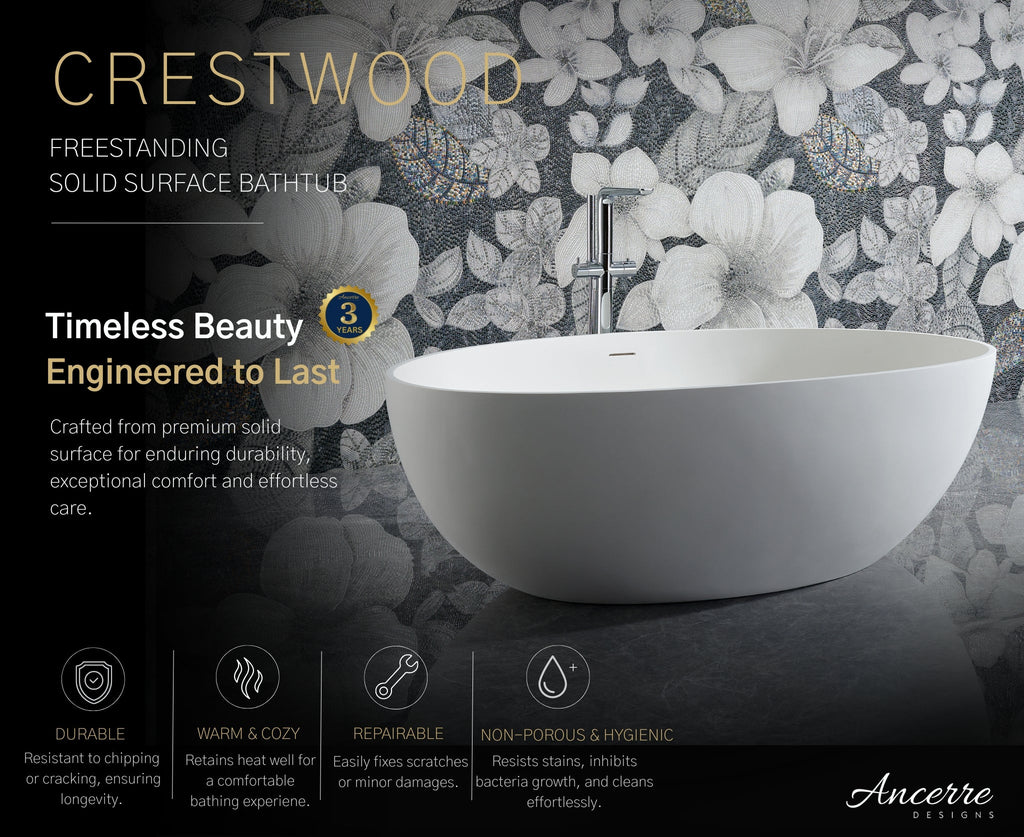 Crestwood Freestanding Solid Surface Bathtub