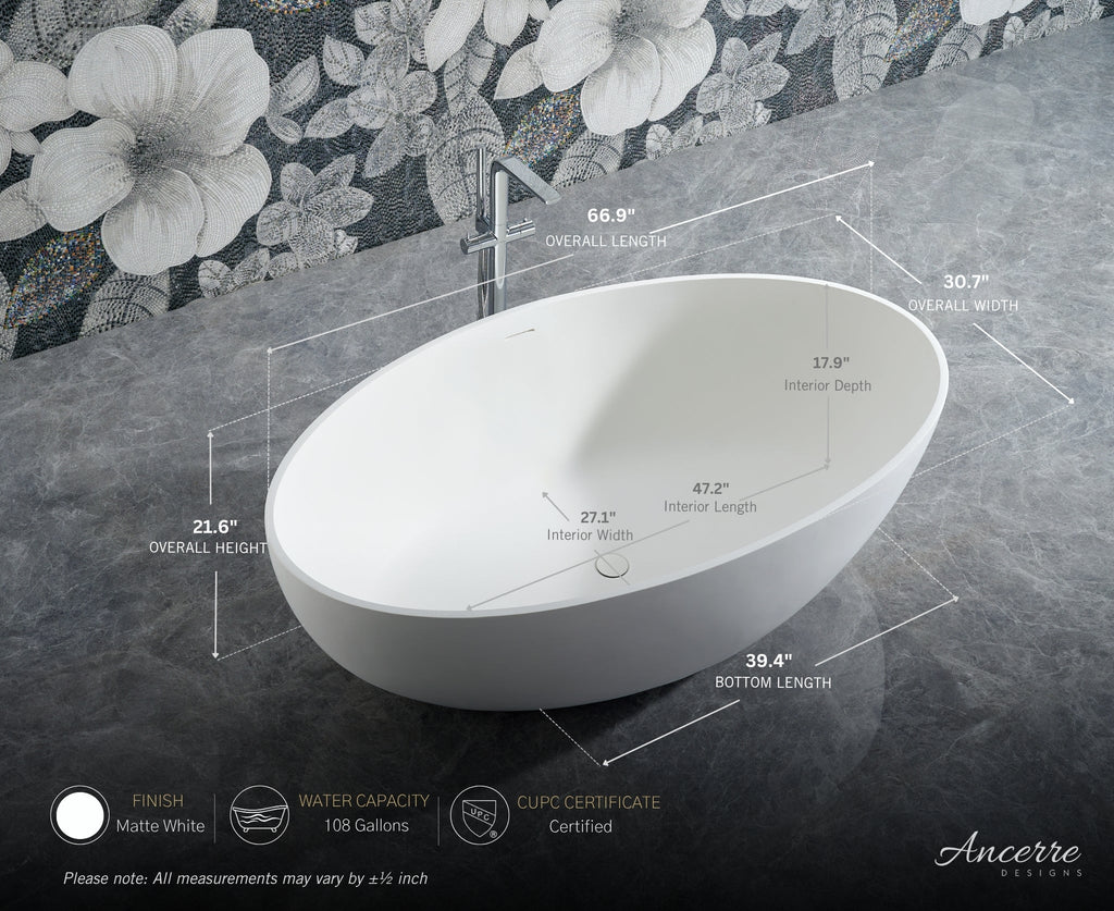 Crestwood Freestanding Solid Surface Bathtub