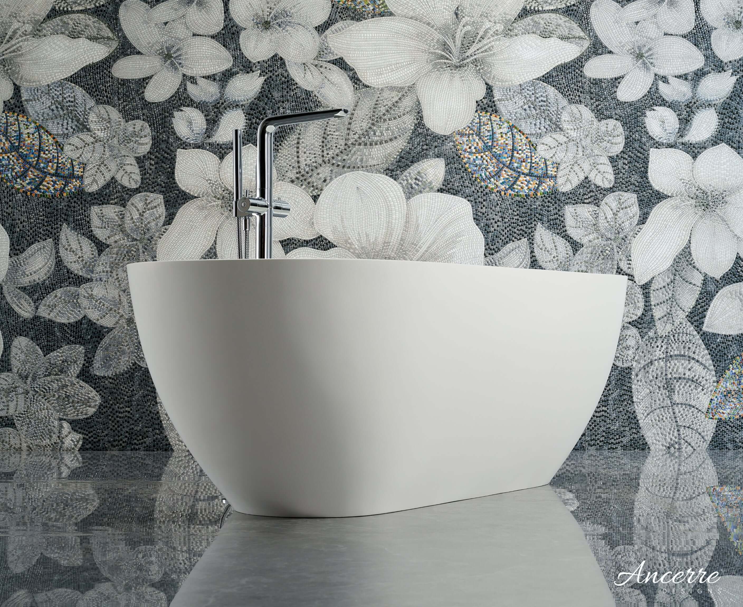 Cascade 63” Freestanding Solid Surface Bathtub
