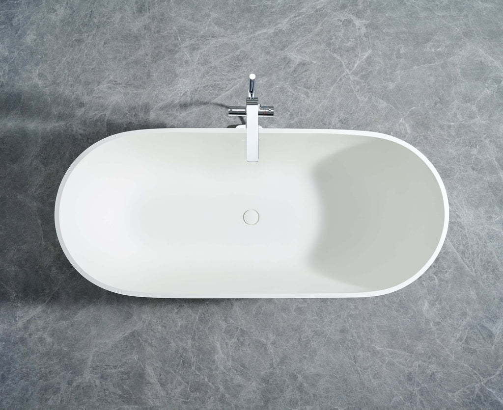 Cascade 63” Freestanding Solid Surface Bathtub