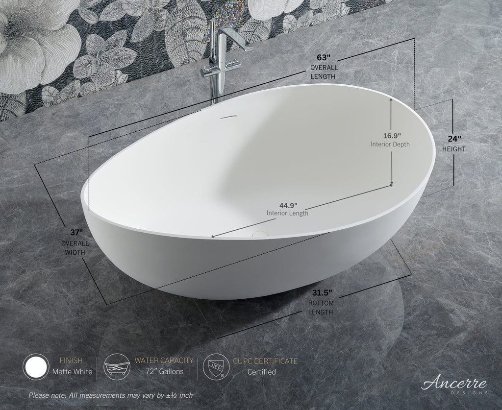 Contoure Freestanding Solid Surface Bathtub