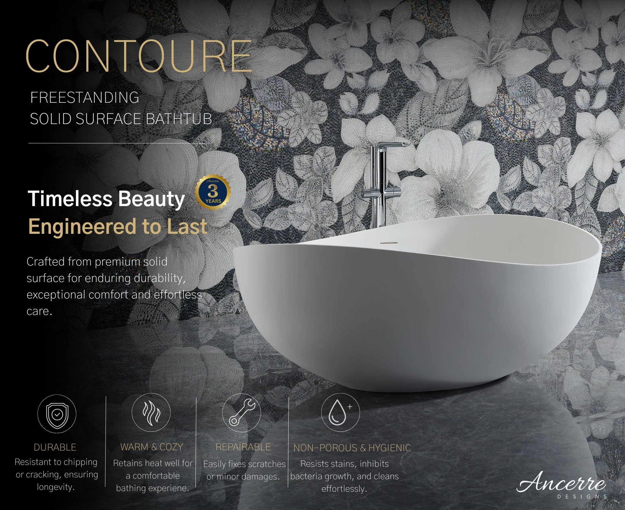 Contoure Freestanding Solid Surface Bathtub