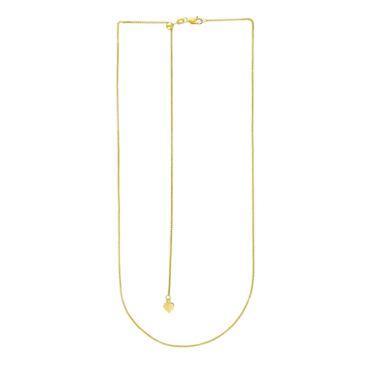 14k Yellow Gold Adjustable Wheat Chain 1.0mm