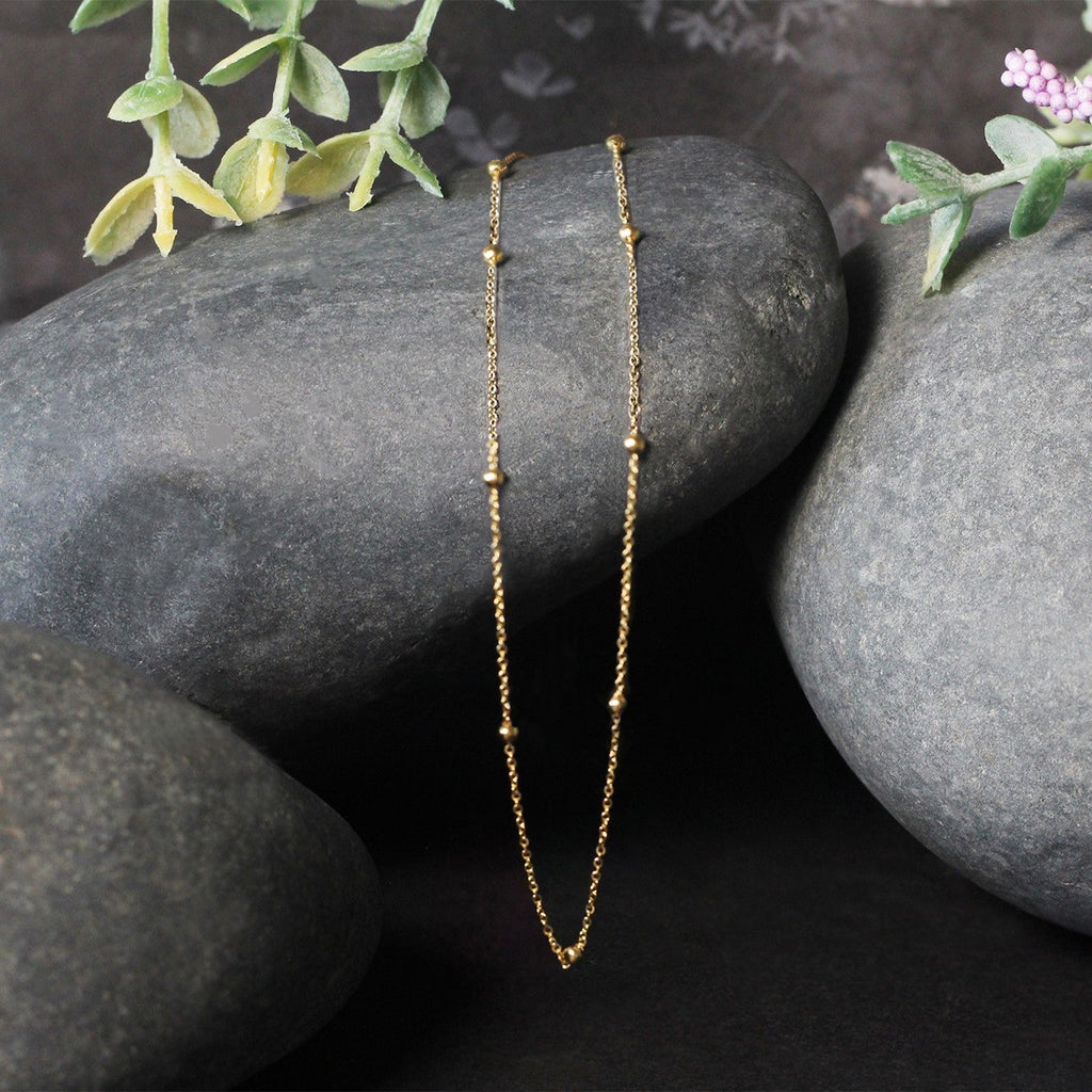 Bead Links Saturn Chain in 14k Yellow Gold (3.5mm)