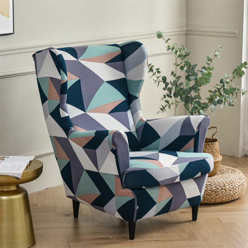 Stretch Spandex Nordic Floral Removable Wing Chair Cover, Relaxing Seat Covers Slipcovers for Armchairs