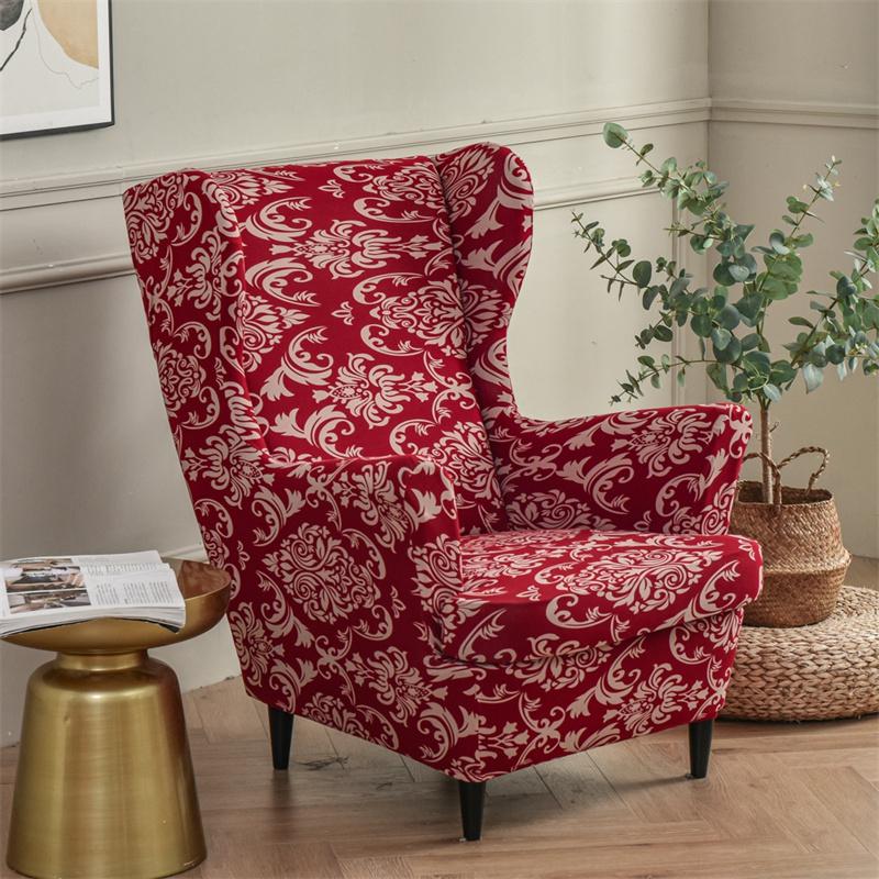 Stretch Spandex Nordic Floral Removable Wing Chair Cover, Relaxing Seat Covers Slipcovers for Armchairs