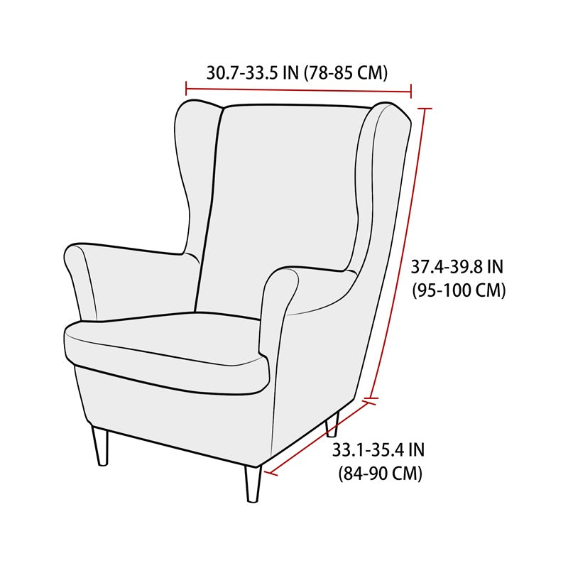 Velvet Wing Chair Cover Stretch Spandex Wingback Chair Cover Elastic Armchair Cover Sofa Covers with Seat Cushion Cover