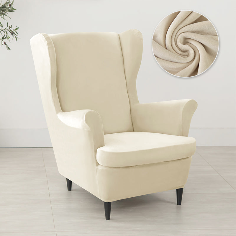 Velvet Wing Chair Cover Stretch Spandex Wingback Chair Cover Elastic Armchair Cover Sofa Covers with Seat Cushion Cover