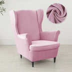 Velvet Wing Chair Cover Stretch Spandex Wingback Chair Cover Elastic Armchair Cover Sofa Covers with Seat Cushion Cover