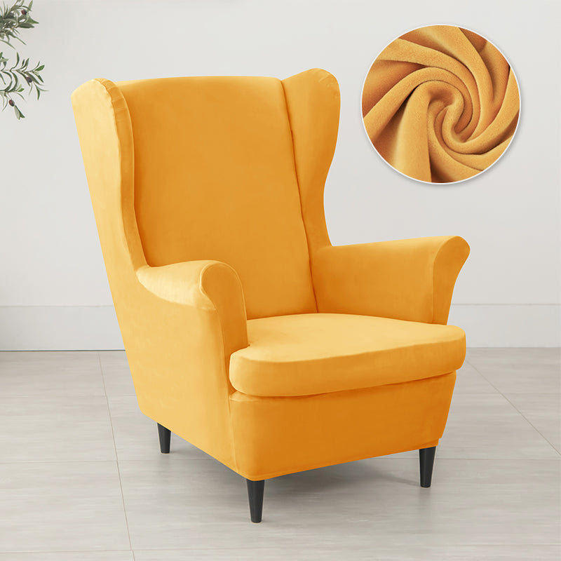 Velvet Wing Chair Cover Stretch Spandex Wingback Chair Cover Elastic Armchair Cover Sofa Covers with Seat Cushion Cover