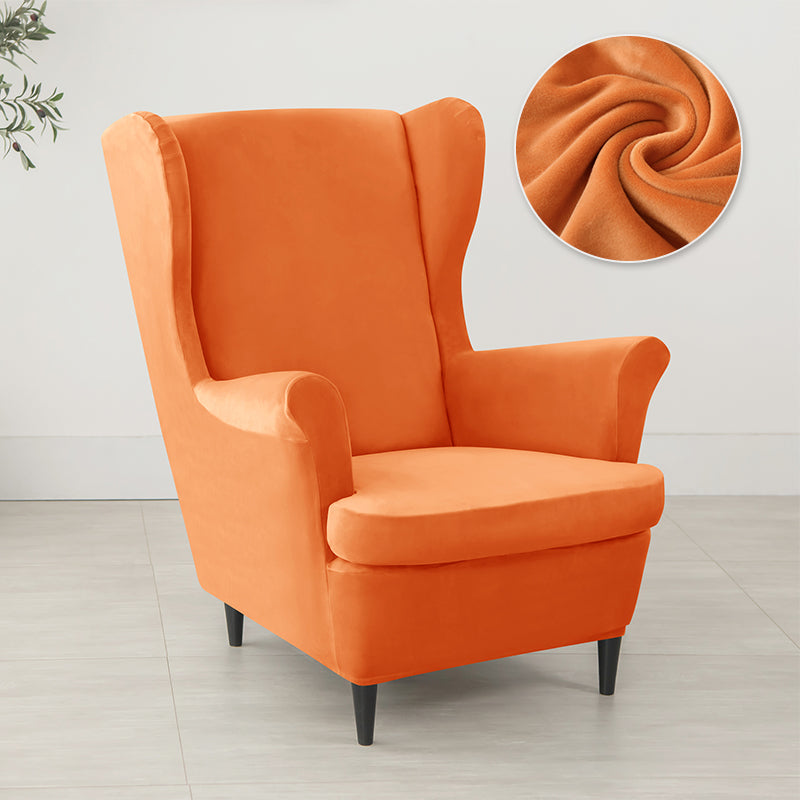 Velvet Wing Chair Cover Stretch Spandex Wingback Chair Cover Elastic Armchair Cover Sofa Covers with Seat Cushion Cover