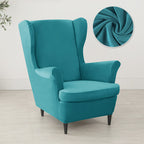 Velvet Wing Chair Cover Stretch Spandex Wingback Chair Cover Elastic Armchair Cover Sofa Covers with Seat Cushion Cover