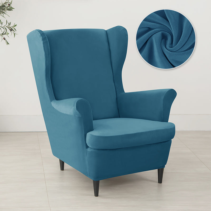 Velvet Wing Chair Cover Stretch Spandex Wingback Chair Cover Elastic Armchair Cover Sofa Covers with Seat Cushion Cover