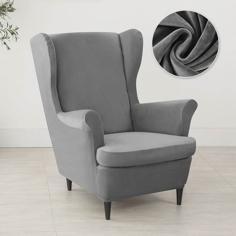 Velvet Wing Chair Cover Stretch Spandex Wingback Chair Cover Elastic Armchair Cover Sofa Covers with Seat Cushion Cover