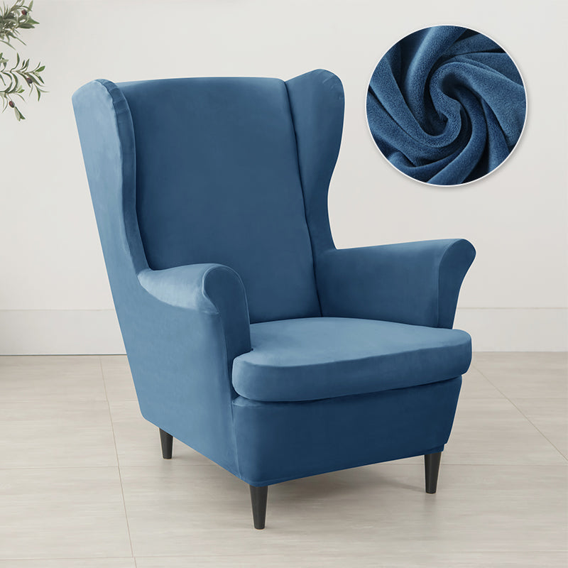 Velvet Wing Chair Cover Stretch Spandex Wingback Chair Cover Elastic Armchair Cover Sofa Covers with Seat Cushion Cover