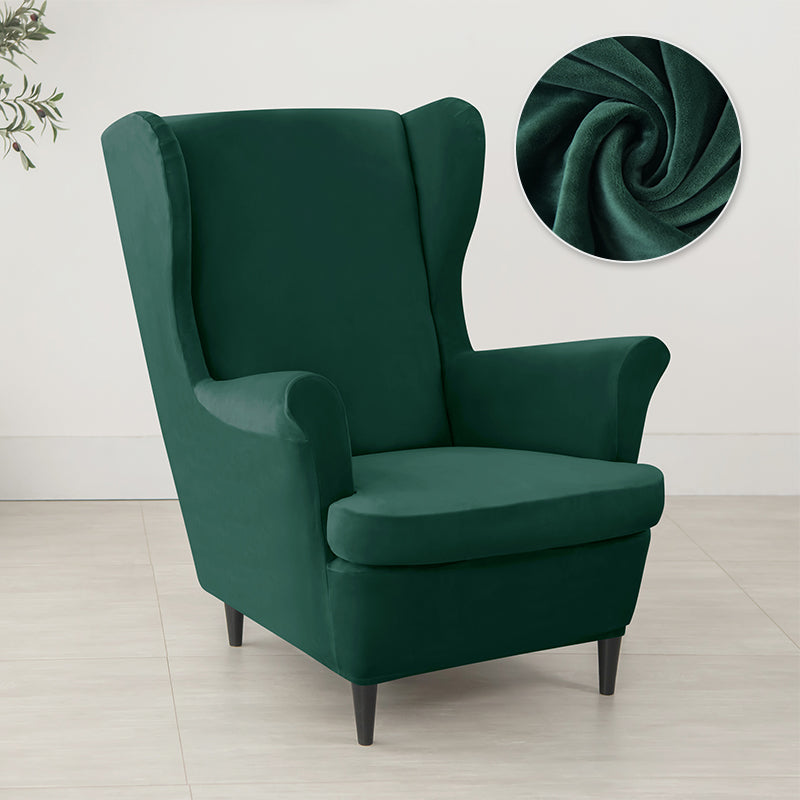 Velvet Wing Chair Cover Stretch Spandex Wingback Chair Cover Elastic Armchair Cover Sofa Covers with Seat Cushion Cover