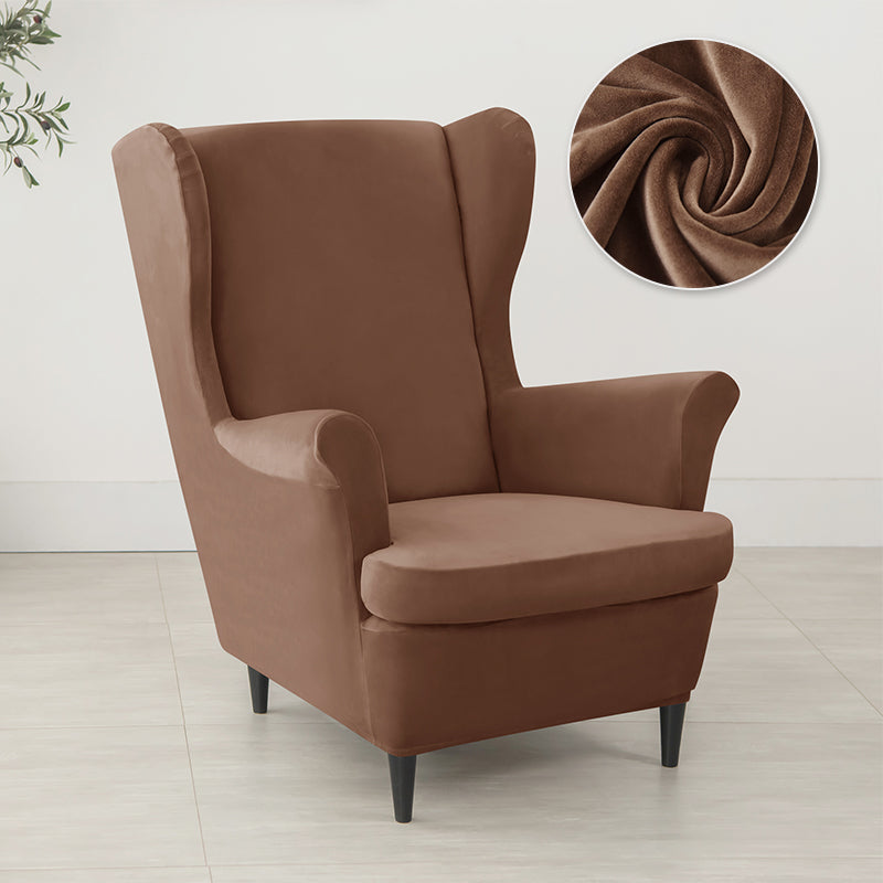 Velvet Wing Chair Cover Stretch Spandex Wingback Chair Cover Elastic Armchair Cover Sofa Covers with Seat Cushion Cover
