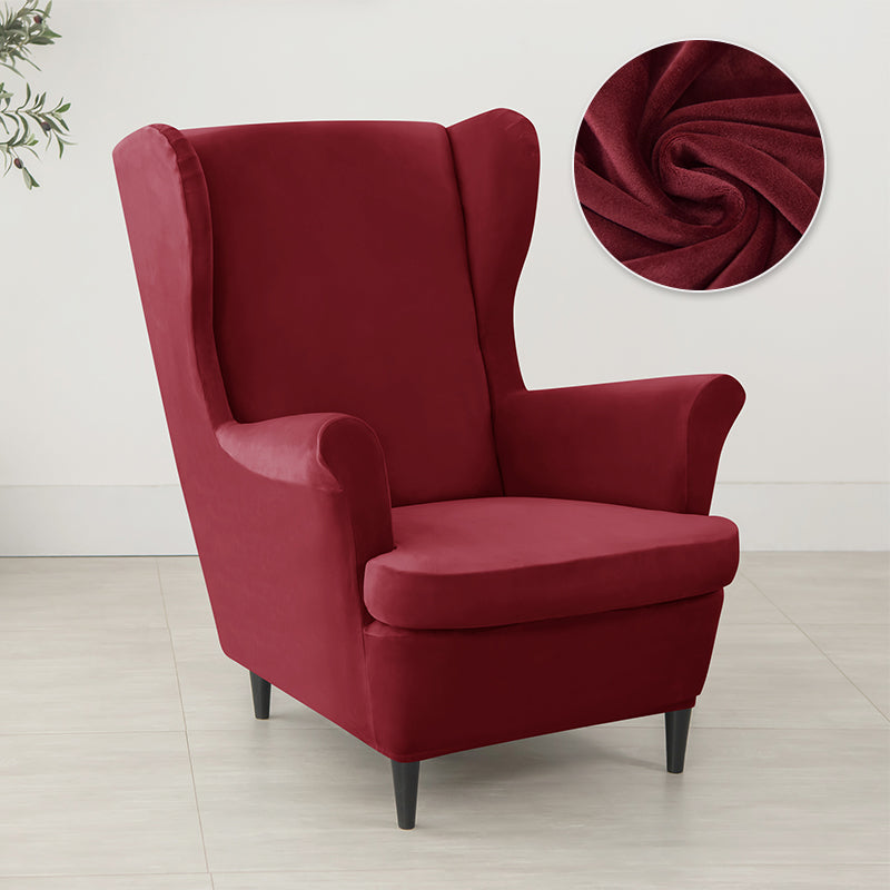 Velvet Wing Chair Cover Stretch Spandex Wingback Chair Cover Elastic Armchair Cover Sofa Covers with Seat Cushion Cover