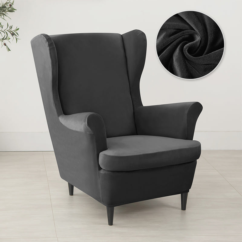 Velvet Wing Chair Cover Stretch Spandex Wingback Chair Cover Elastic Armchair Cover Sofa Covers with Seat Cushion Cover