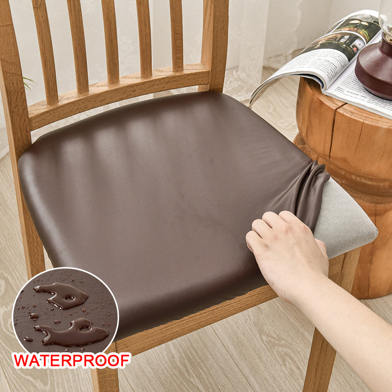 Waterproof PU Leather Square Chair Seat Cover Kitchen Dining Seat Slipcovers