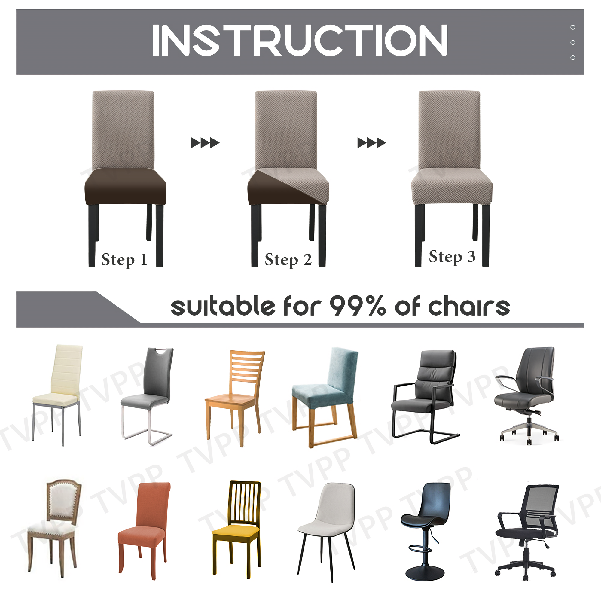 High Stretch Dining Chair Cover, 1/2/4/6pcs Jacquard Spandex Slipcover