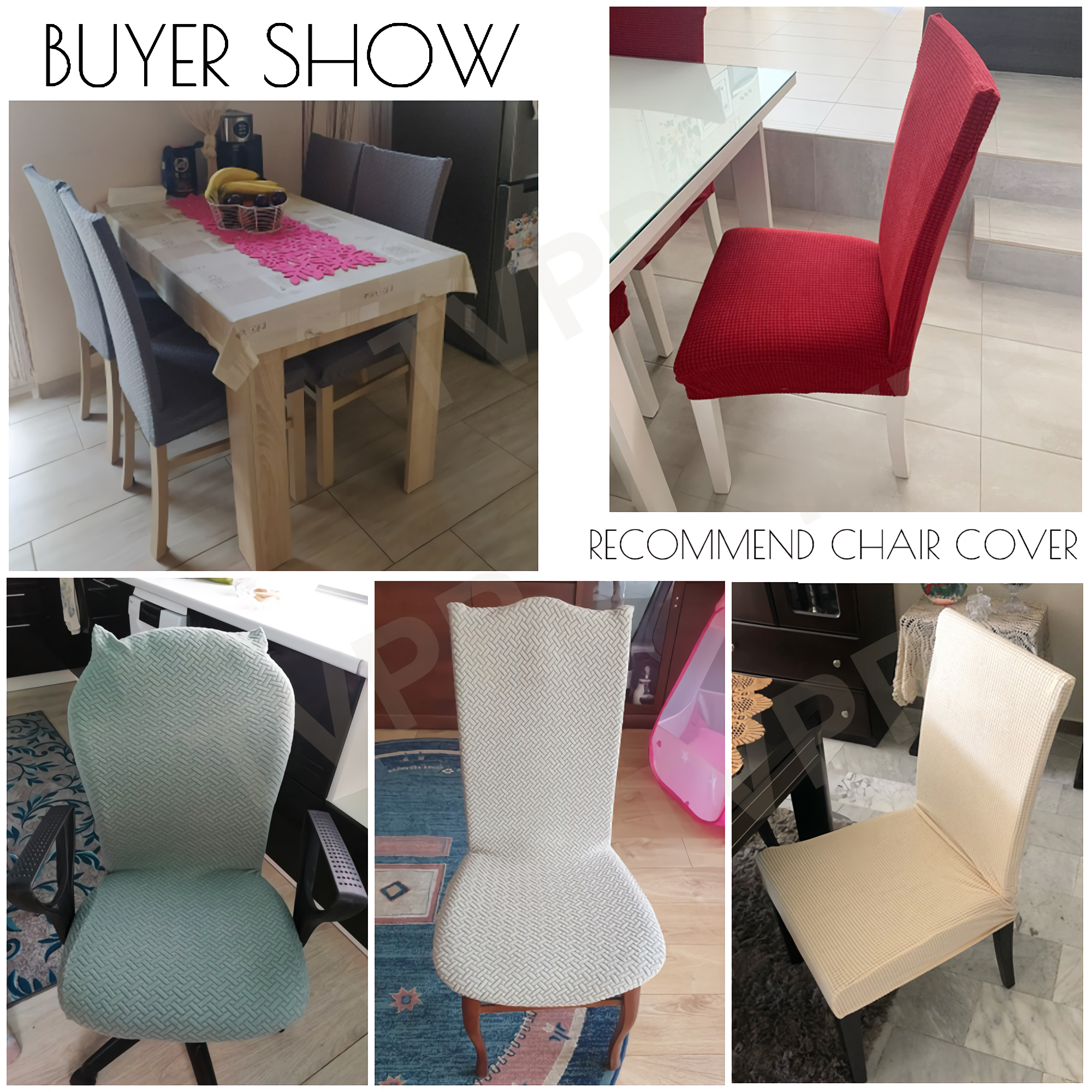 High Stretch Dining Chair Cover, 1/2/4/6pcs Jacquard Spandex Slipcover