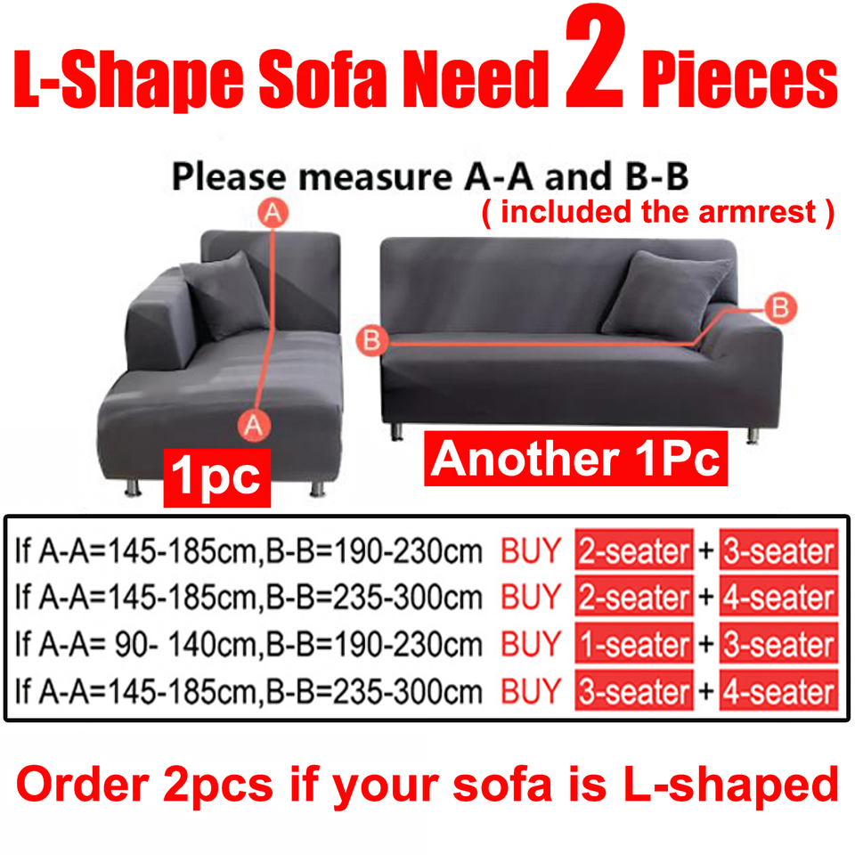 Waterproof Sofa Cover for Living Room - Elastic Solid L Shaped Corner Sofa Cover - Fits 1/2/3/4 Seater Sofa, Couch, Armchair