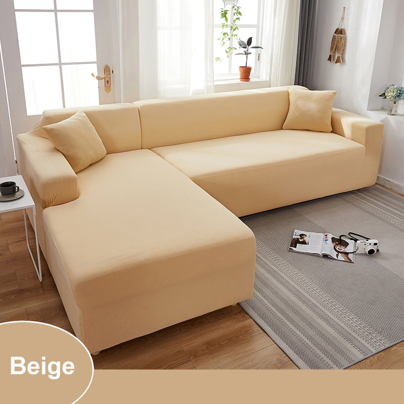 Waterproof Sofa Cover for Living Room - Elastic Solid L Shaped Corner Sofa Cover - Fits 1/2/3/4 Seater Sofa, Couch, Armchair