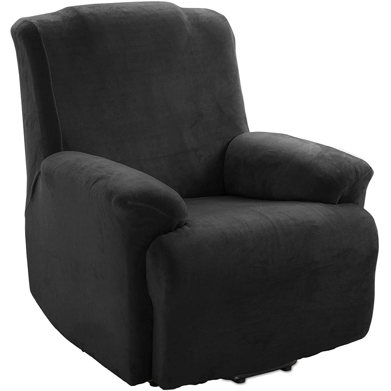 KAS Soft Plush Velvet Recliner Chair Cover - Fleece Armchair Slipcover with Pocket - 4 Pieces Furniture Cover Protector for Reclining Chair
