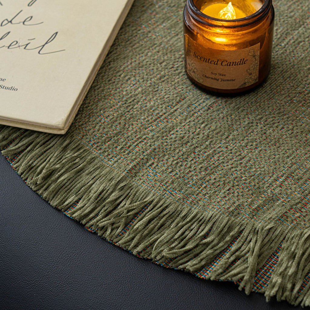 Chenille Sofa Cover Throw Blanket, Woven Textured Minimalist Wabi-Sabi Couch Cover
