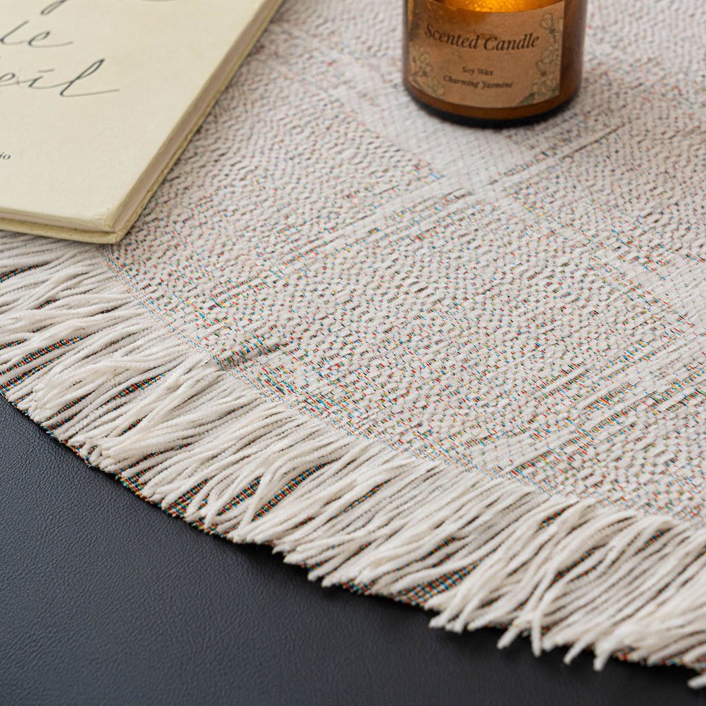 Chenille Sofa Cover Throw Blanket, Woven Textured Minimalist Wabi-Sabi Couch Cover