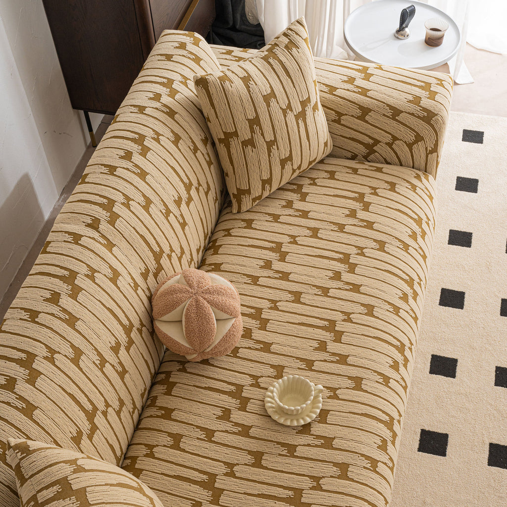 Plush Fleece Stretch Sofa Cover, Super Soft Textured Geometric Couch Slipcover