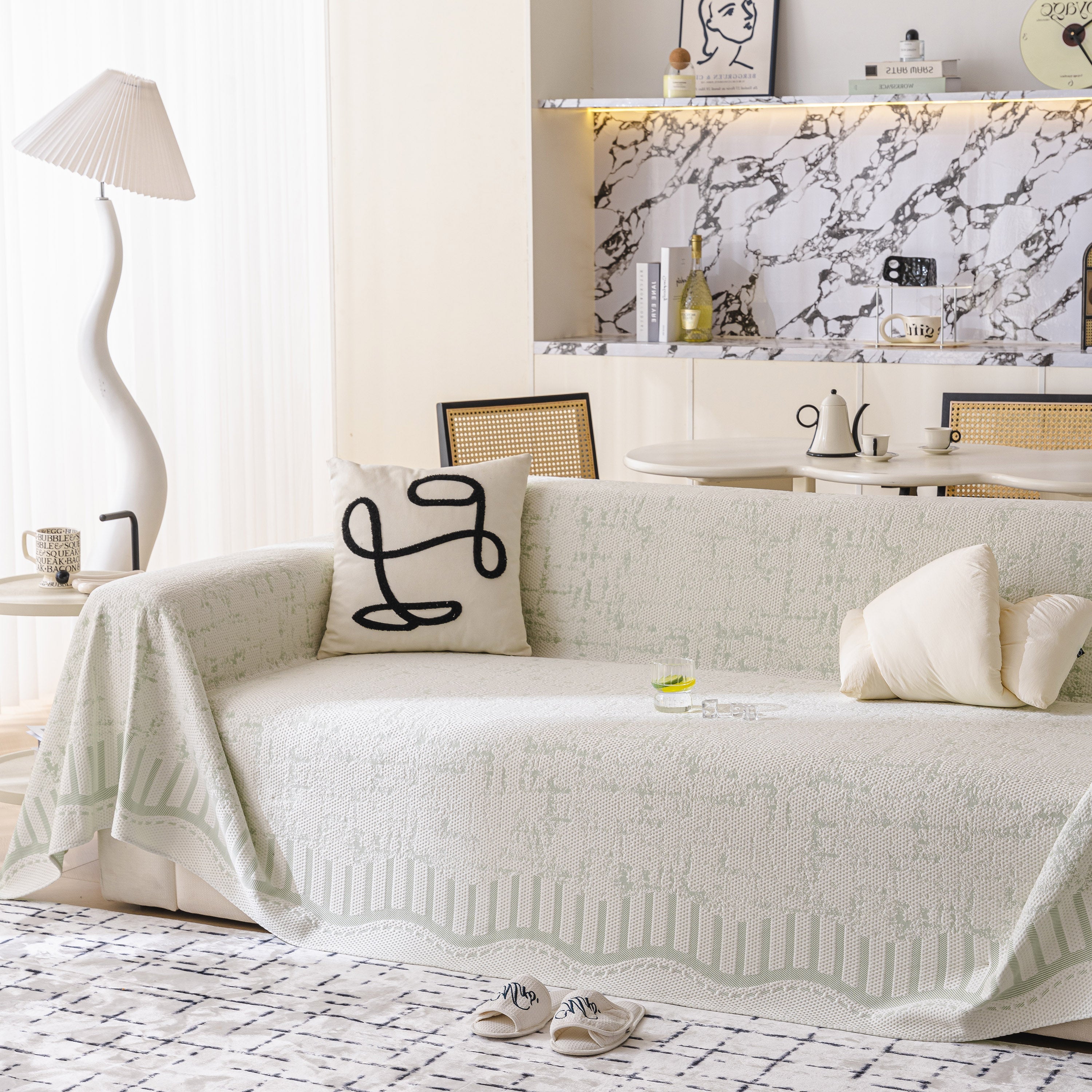 Modern Light Luxury Silky Smooth Couch Throw Protector, Washable Furniture Protector